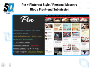 Pin = Pinterest Style / Personal Masonry Blog / Front-end Submission